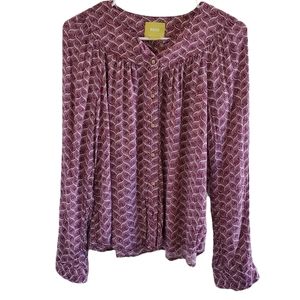 Anthropologie Maeve Orli Long Sleeve Button Down Blouse Size Small